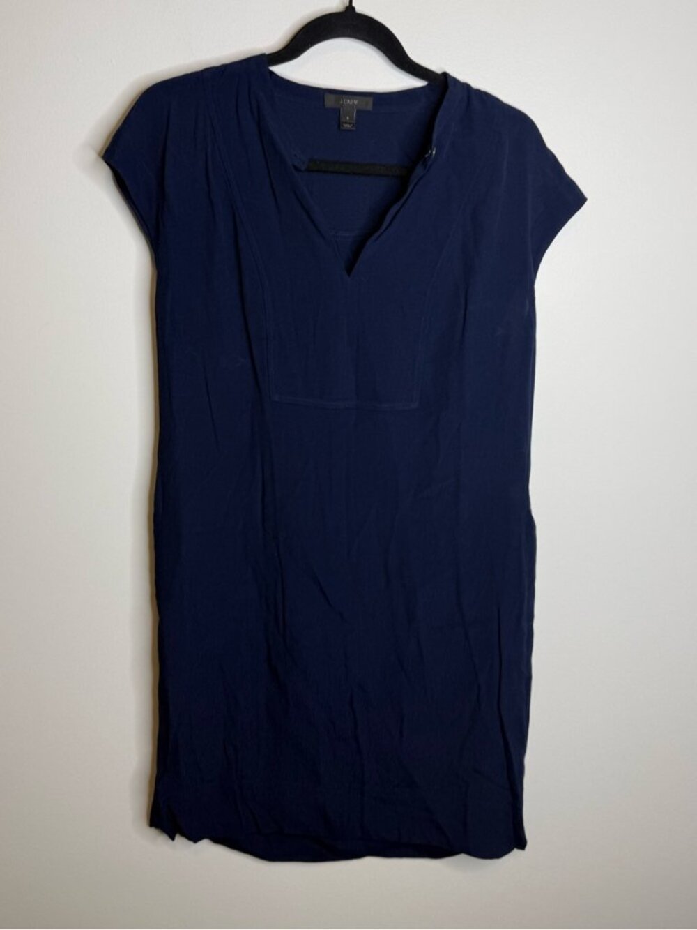 J. Crew Navy V‑Neck Cap Sleeve Shift Dress size small